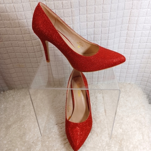 Belle Marie Shoes - Belle Marie Ada Red Sparkly Shoes